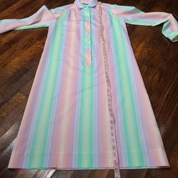 Vintage 60s Schrader Sport NY Pastel Striped Casual House Dress - Picture 10 of 13